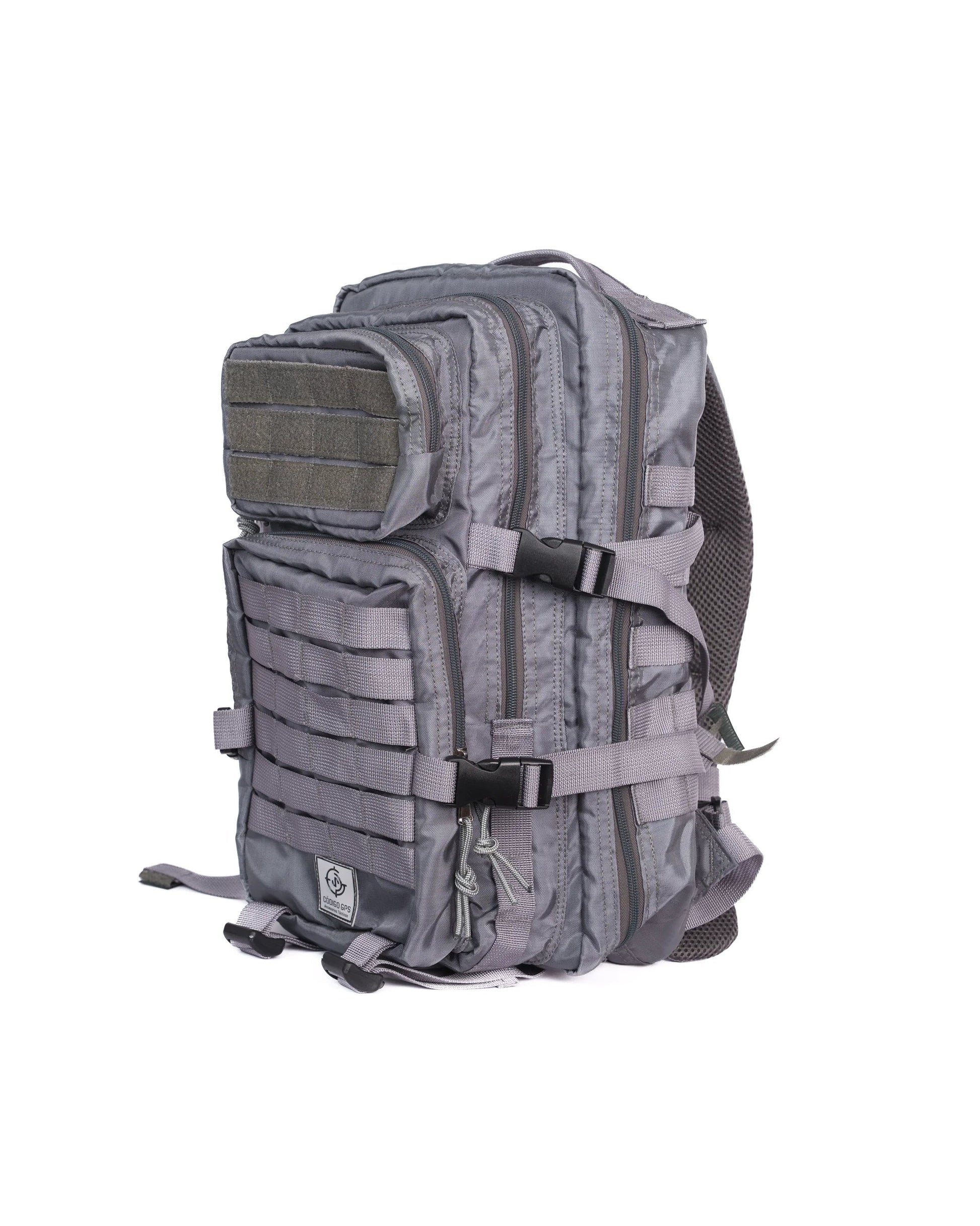 Morral Guardián Táctico 21 Litros Resistente y Versátil Sistema Molle Gris Plata
