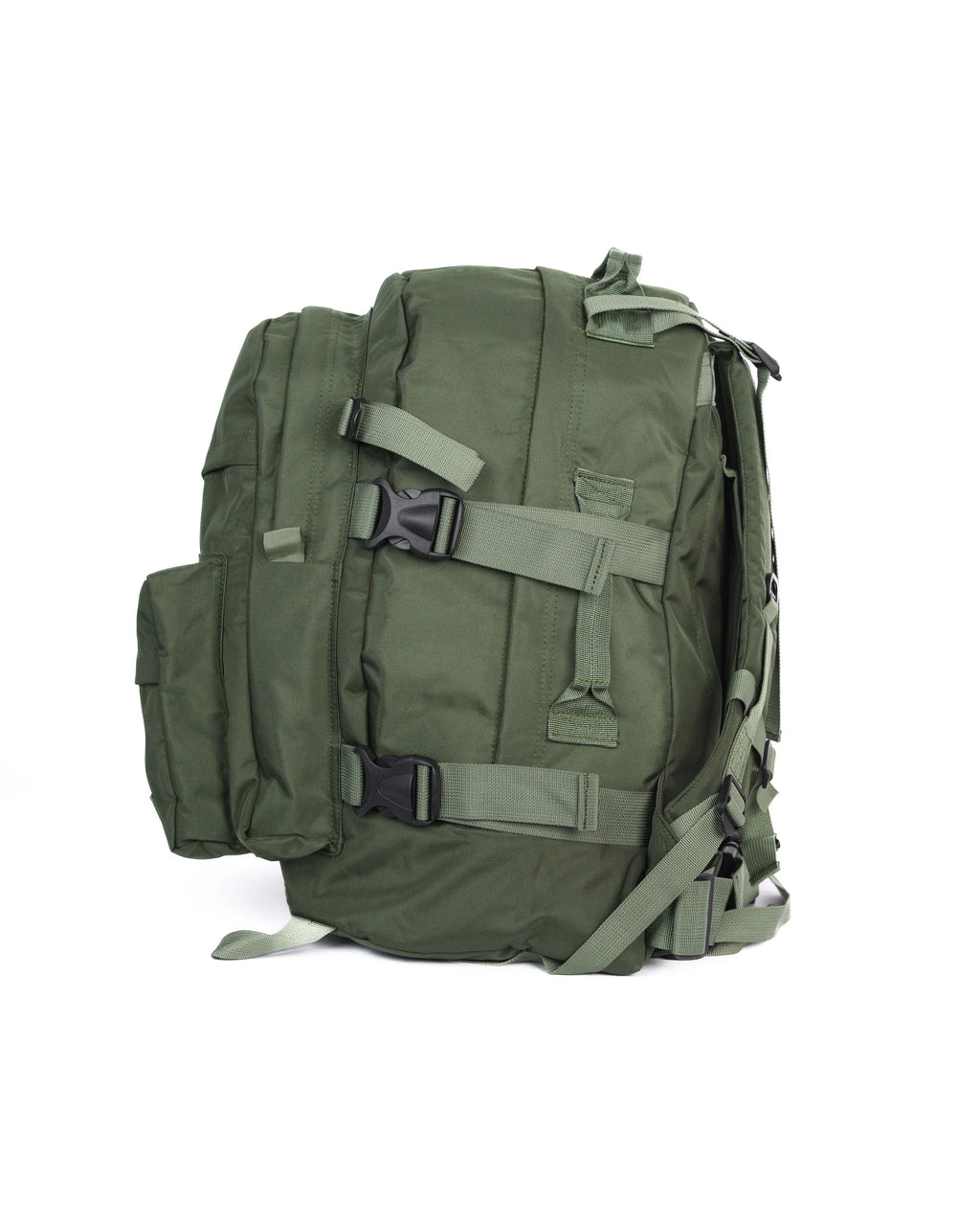 Morral Nómada Táctico Resistente y Funcional Verde Militar Lateral