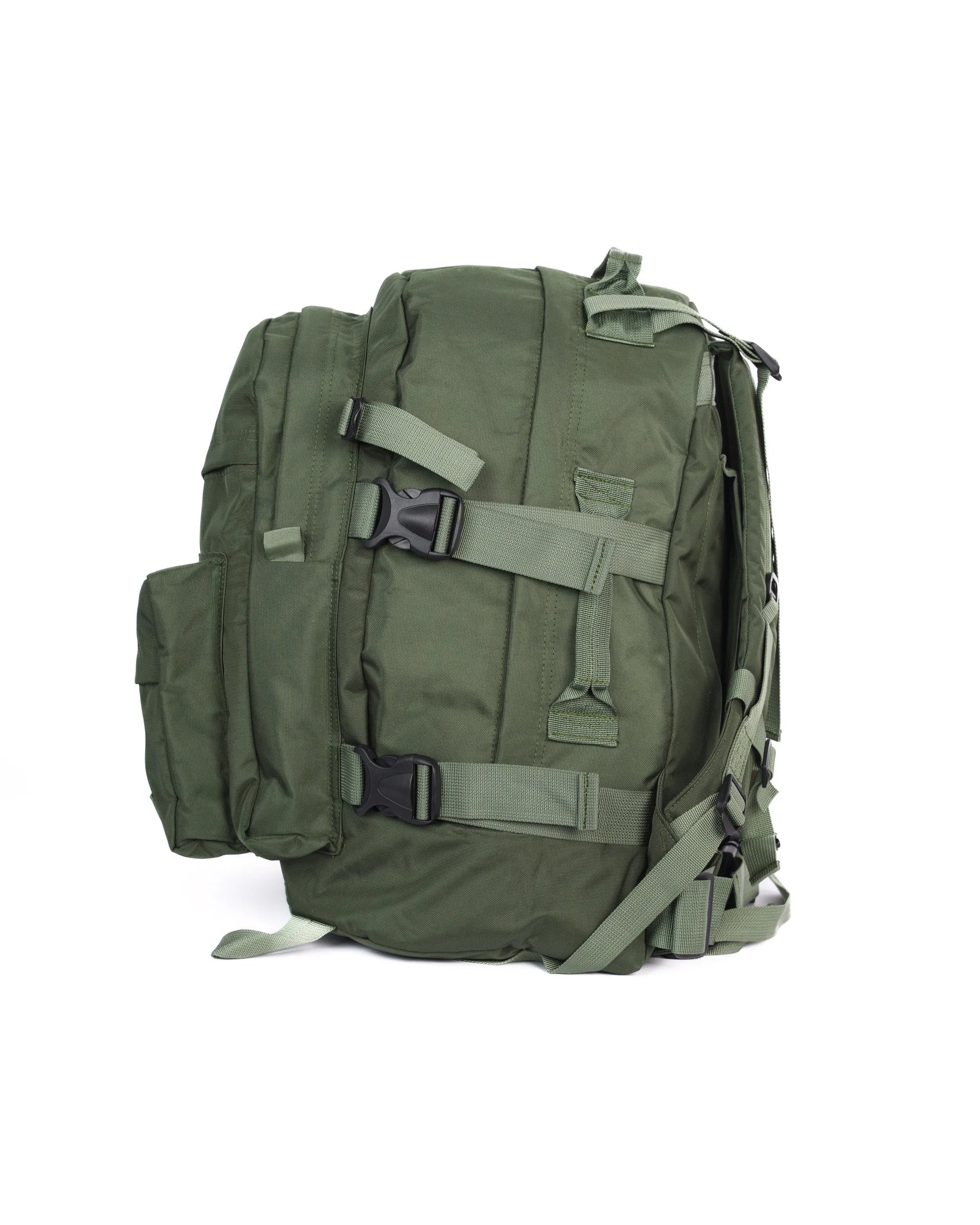 Morral Nómada Táctico Resistente y Funcional Verde Militar Lateral